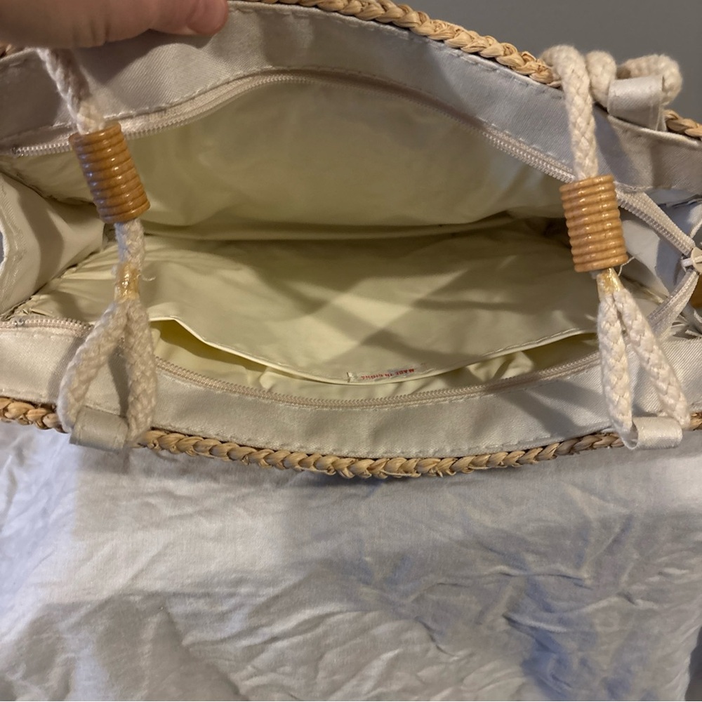Source Unknown Beige Woven Bag with Floral Design - Picture 4 of 5